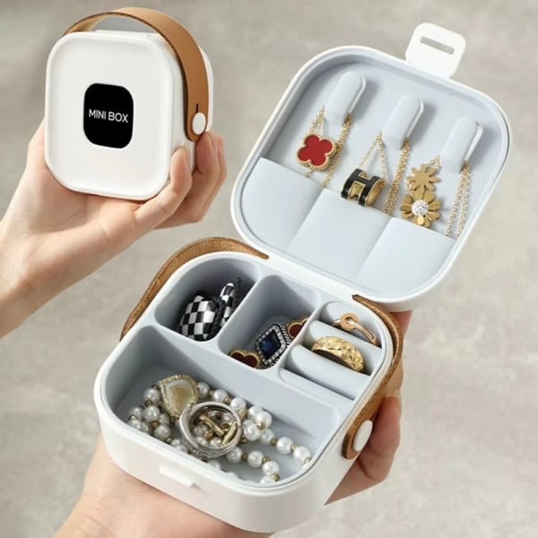Mini Portable Cosmetic & Jewelry Organizer With Mirror