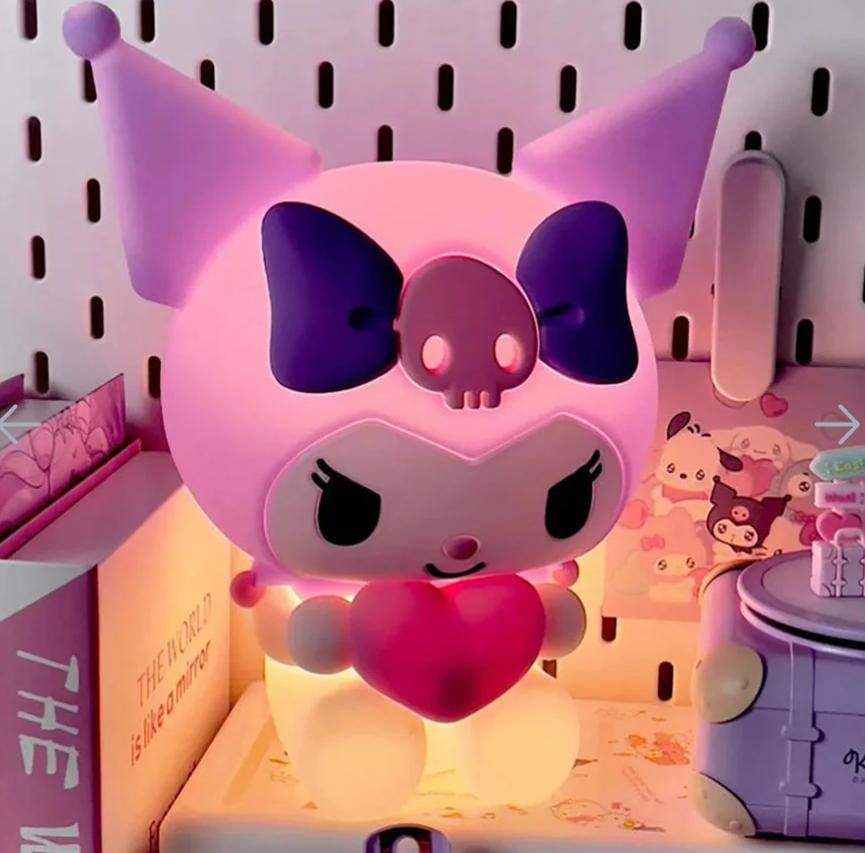 Cute Kuromi Squishy Silicone LED Night Light | USB Rechargeable Touch Control Lamp