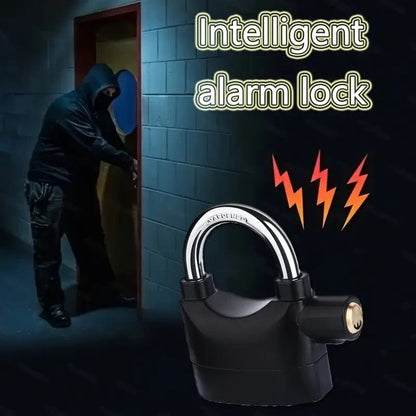 Rechargeable Alarm Padlock Anti-Theft Siren Security Lock for Outdoor Gates Storage Units Shops & Vehicles