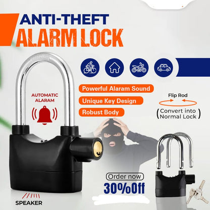 Rechargeable Alarm Padlock Anti-Theft Siren Security Lock for Outdoor Gates Storage Units Shops & Vehicles