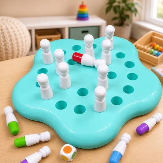 Plastic Brain Teaser Memory Chess Game – 24 Colorful Pegs Puzzle Board for Kids & Adults | Mind Development Game | Multicolor | Age 4+ | 1 Player Educational Logic Toy