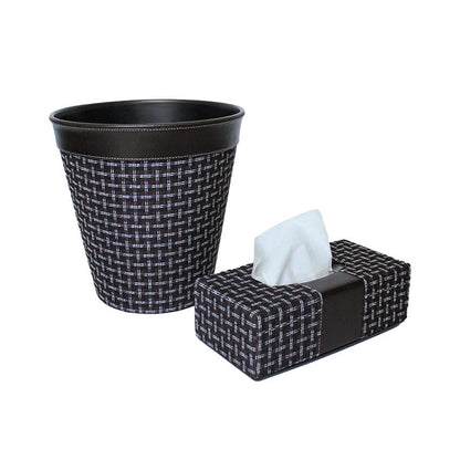 Leather gift set of dustbin and tissue box