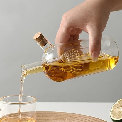 KitchenCraft World of Flavours 2-in-1 Olive Oil Dispenser and Vinegar Bottle - Clear Glass