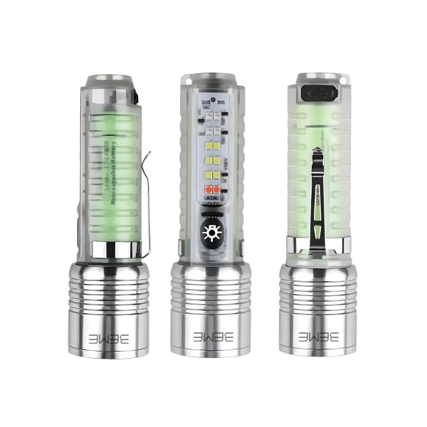 Multifunctional Zoomable Flashlight Torches LED Super Bright Rechargeable High Lumens Long Range Flash Light 8 Modes Tactical Flashlight with Fluorescent Shell, Portable Hand Torch for Emergencies, Camping, Hiking