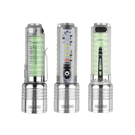 Multifunctional Zoomable Flashlight Torches LED Super Bright Rechargeable High Lumens Long Range Flash Light 8 Modes Tactical Flashlight with Fluorescent Shell, Portable Hand Torch for Emergencies, Camping, Hiking