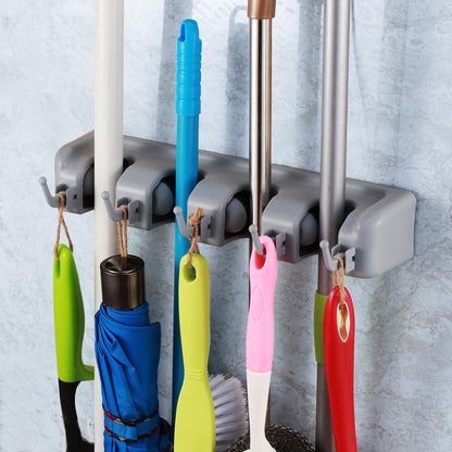 Wall Mounted Broom Holder | Mop & Tool Organizer Rack for Home, Garden & Garage | Space-Saving Storage Hook