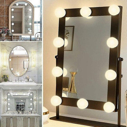 10 Bulbs LED 12V Makeup Mirror Light Bulb Hollywood Vanity Lights Stepless Dimmable Wall Lamp Kit for Dressing Table|