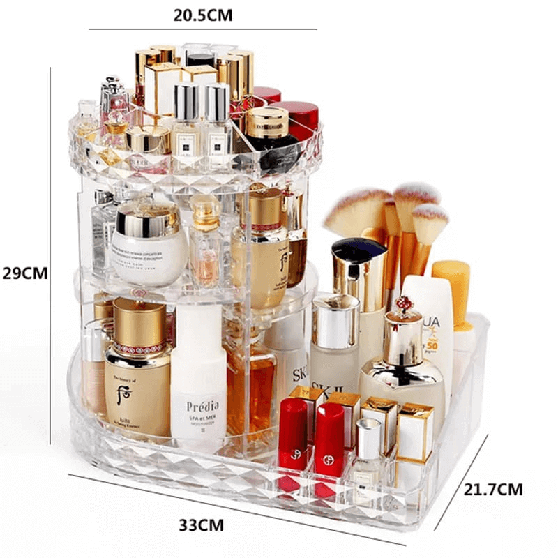 360 Degree Rotating Organizer with arclyic Tray you Can Store Huge Makeup in this Organizer