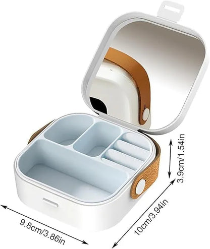 Mini Portable Cosmetic & Jewelry Organizer With Mirror