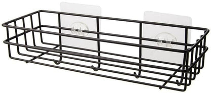 Self-Adhesive Multipurpose Bathroom Shelf with Hooks - Durable Storage Solution