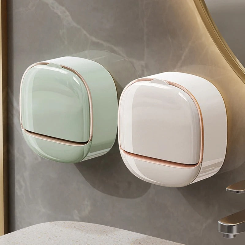 Wall Mounted Soap Holder with Lid and Tray