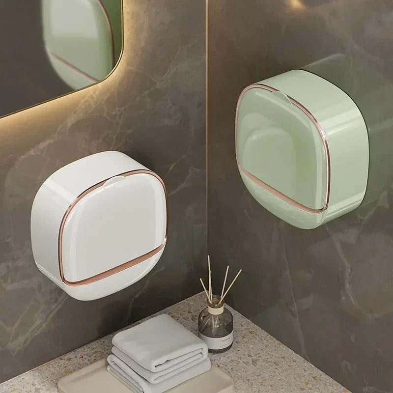 Wall Mounted Soap Holder with Lid and Tray