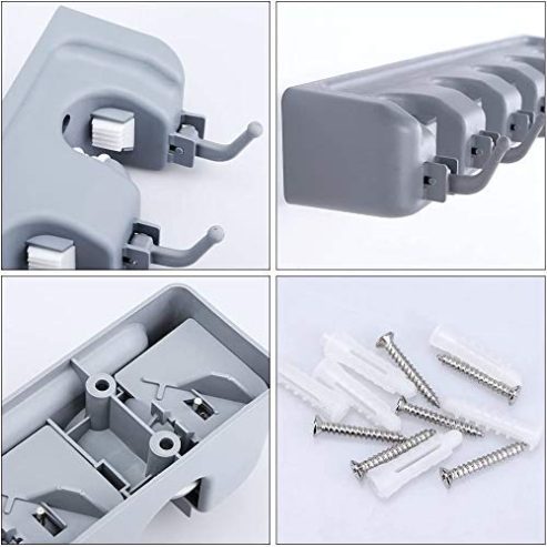 Wall Mounted Broom Holder | Mop & Tool Organizer Rack for Home, Garden & Garage | Space-Saving Storage Hook