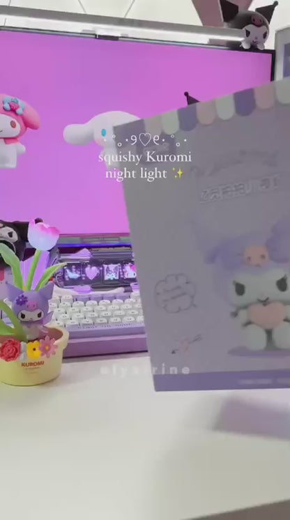 Cute Kuromi Squishy Silicone LED Night Light | USB Rechargeable Touch Control Lamp