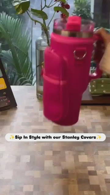 Insulated tumbler Carrier caddy with adjustable strap and Phone Pocket for Quencher Cup with Handle Water Bottle Holder Pouch