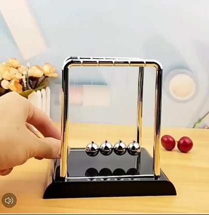 Sealive Newton's Cradle Large Heavy Duty Steel Balls with deep black Base  for Office Desk & home Decor, STEM Learning, Teachers & Science Lovers, with Steel Balls, Stable black Base, Tangle-Free Assembly (Best Stress Relief Educational Gift)
